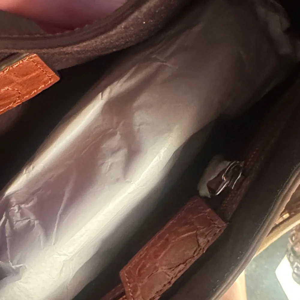 NWT STAUD Rey Brown Croc-Embossed leather Shoulder Bag - Picture 4 of 4